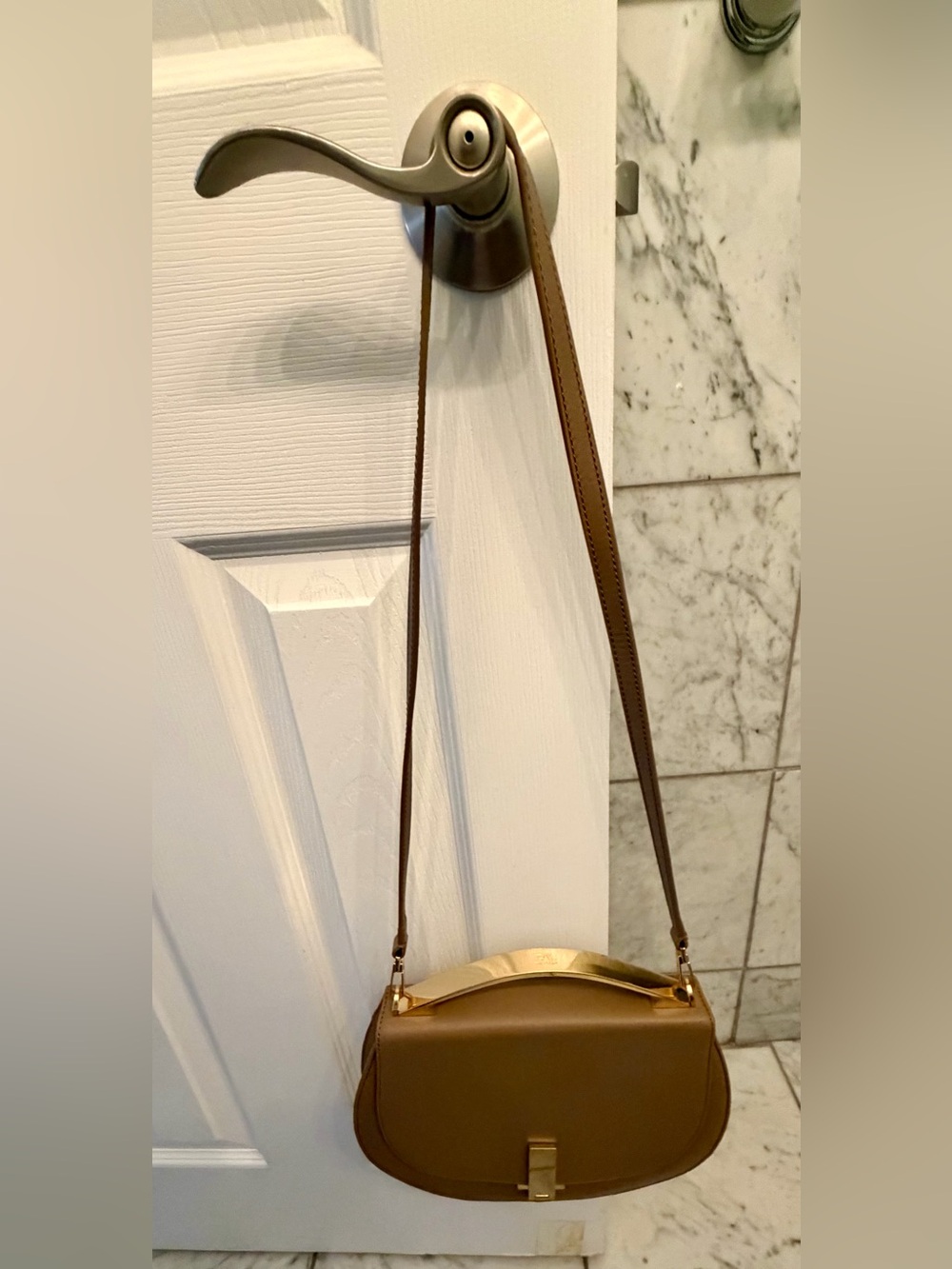 ZAC Zac Posen Saddle Crossbody in Brown with Gold Hardware